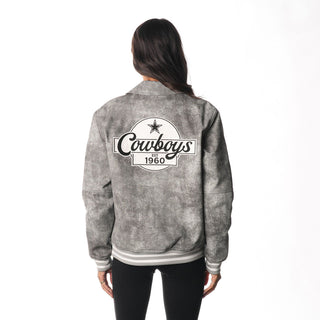 Dallas Cowboys Women's Faux Leather Jacket - Grey-Faux Leather Jacket-thewildcollective