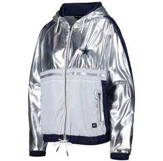 Dallas Cowboys Women's Metallic Track Jacket-Track Jacket-thewildcollective