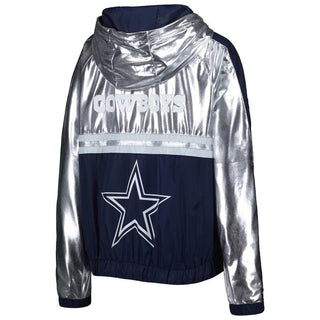 Dallas Cowboys Women's Metallic Track Jacket-Track Jacket-thewildcollective