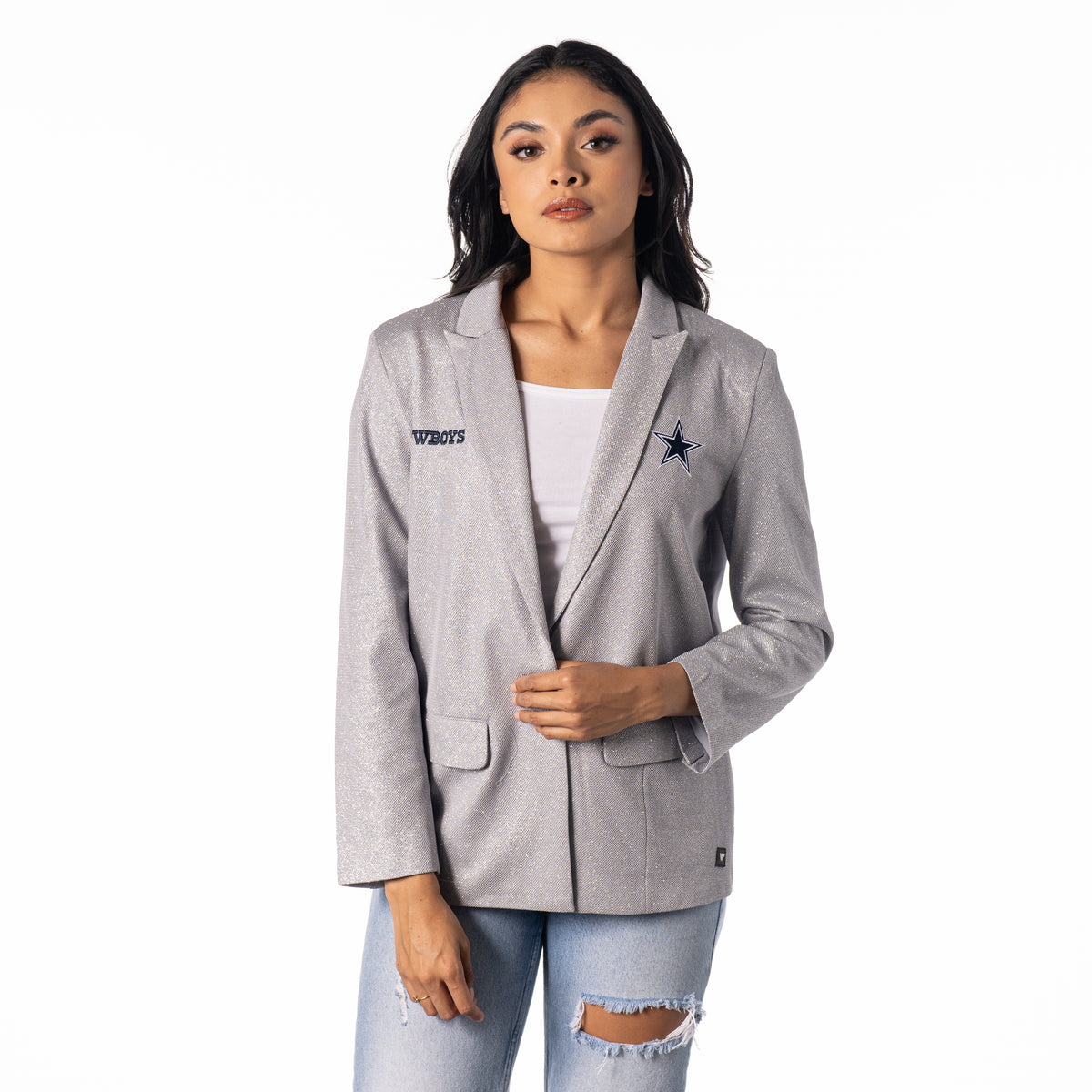 Dallas Cowboys Women's Sequin Blazer - Silver