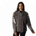 Dallas Cowboys Womens Sequin Sleeve Denim Jacket - Grey view 3