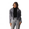 Dallas Cowboys Womens Suede Fringe Jacket - Light Blue view 3