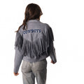 Dallas Cowboys Womens Suede Fringe Jacket - Light Blue view 4