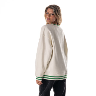 Dallas Stars Women's Oversized Vintage Crew Fleece - Vintage White-Crew Fleece-thewildcollective