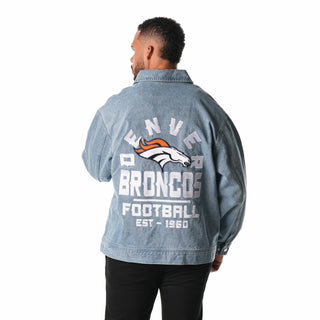 Denver Broncos Denim Jacket - Blue-Denim Jacket-thewildcollective