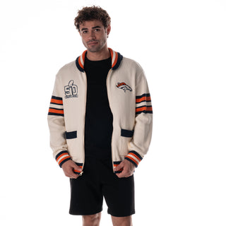 Denver Broncos Unisex 10-Year Anniversary Jacquard Sweater - Cream-Jacquard Sweater-thewildcollective