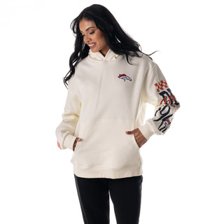 Denver Broncos Unisex Graphic Sleeve Hoodie - Vintage White-Hoodie-thewildcollective