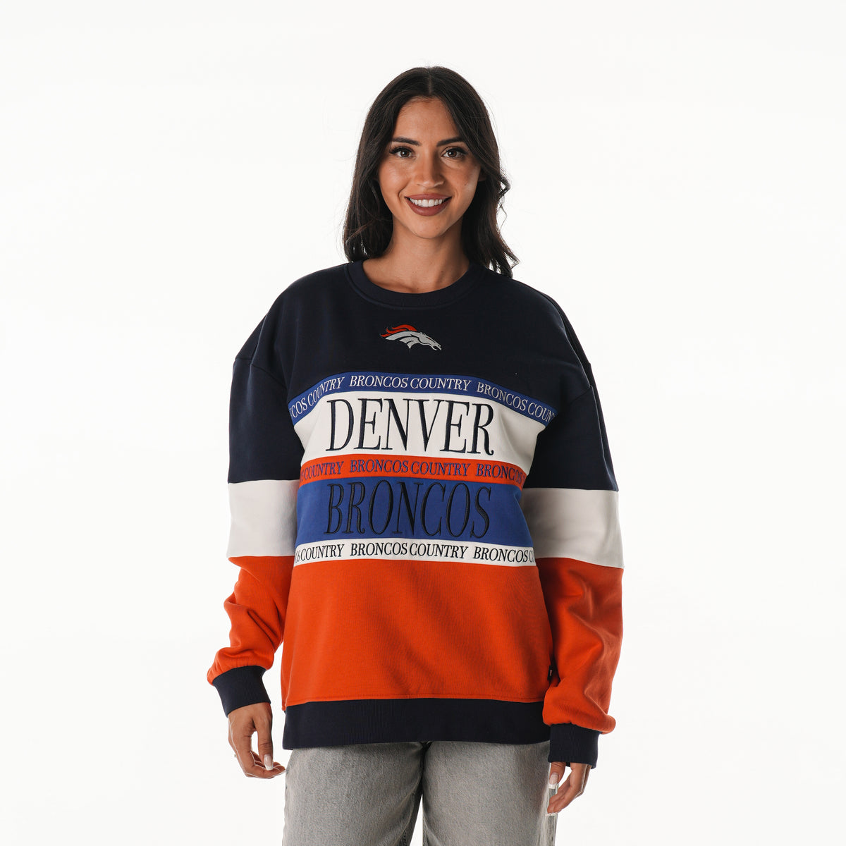 Denver Broncos Women's Colorblock Crew Fleece - Multi