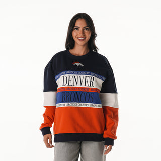 Denver Broncos Women's Colorblock Crew Fleece - Multi-Crew Fleece-thewildcollective
