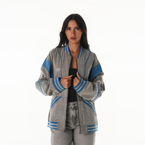 Detroit Lions Unisex Retro Oversized Denim Jacket - Grey