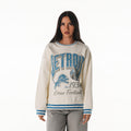 Detroit Lions Women's Oversized Vintage Crew Fleece - Vintage White view 1