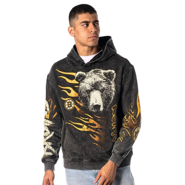 Boston Bruins Unisex Flames Hoodie - Black