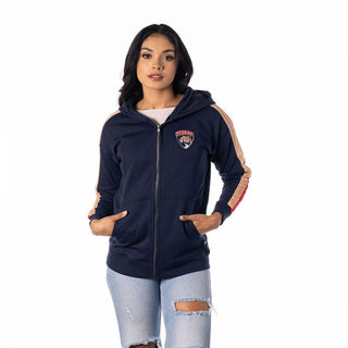 Florida Panthers Women's Zip Front Aviator Fleece - Navy-Zip Fleece-thewildcollective