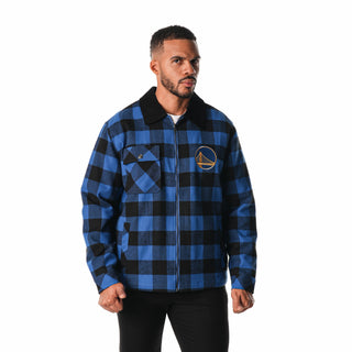 Golden State Warriors Flannel Zip Front Jacket - Blue-Flannel Jacket-thewildcollective