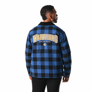 Golden State Warriors Flannel Zip Front Jacket - Blue-Flannel Jacket-thewildcollective