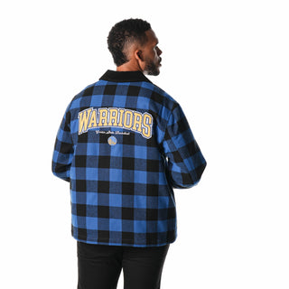 Golden State Warriors Flannel Zip Front Jacket - Blue-Flannel Jacket-thewildcollective
