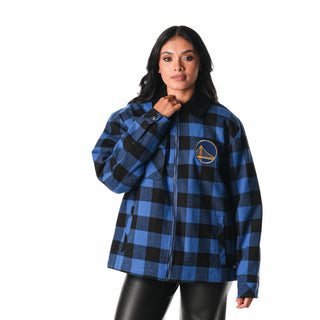 Golden State Warriors Flannel Zip Front Jacket - Blue-Flannel Jacket-thewildcollective