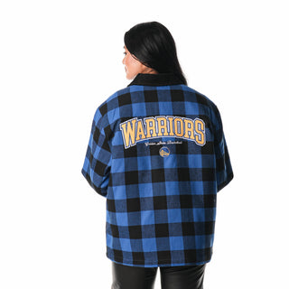 Golden State Warriors Flannel Zip Front Jacket - Blue-Flannel Jacket-thewildcollective