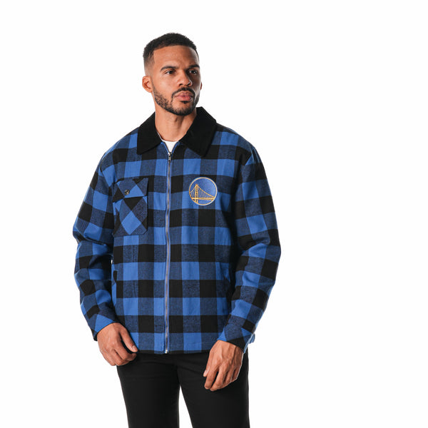 Golden State Warriors Flannel Zip Front Jacket - Blue – wearethewildco
