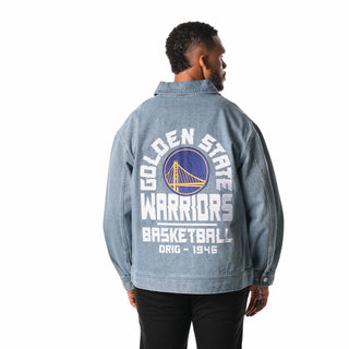 Golden State Warriors Unisex Denim Coach's Jacket-Denim Jacket-thewildcollective