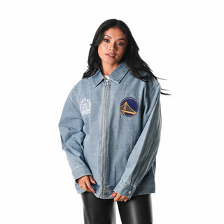 Golden State Warriors Unisex Denim Coach's Jacket-Denim Jacket-thewildcollective