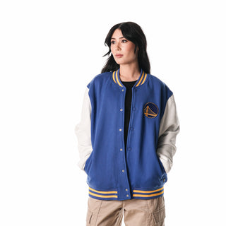 Golden State Warriors Unisex Fleece Bomber Jacket - Blue-Fleece Bomber-thewildcollective