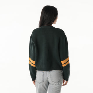 Green Bay Packers Jacquard Cropped Cardigan - Green-Jacquard Sweater-thewildcollective