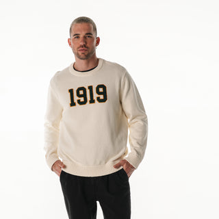 Green Bay Packers Unisex Jacquard Crew 1919 - Cream-Jacquard Sweater-thewildcollective