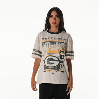 Green Bay Packers Women's Drop Shoulder Tee - Cream-T-SHIRT-thewildcollective