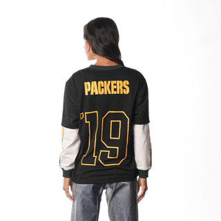 Green Bay Packers Women's Mesh Long Sleeve Layered Tee - Multi-Shirts & Tops-thewildcollective