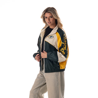 Green Bay Packers Women's Oversized Raglan Track Jacket - Multi-Track Jacket-thewildcollective