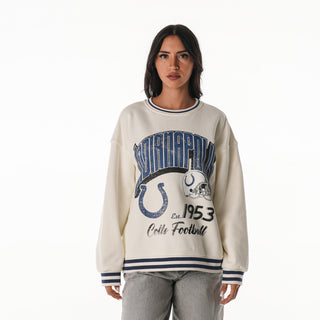 Indy Colts Women's Oversized Vintage Crew Fleece - Vintage White-Crew Fleece-thewildcollective