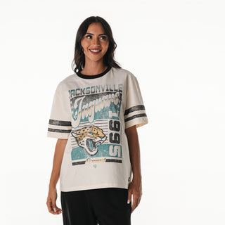 Jacksonville Jaguars Women's Vintage Drop Shoulder Tee - Cream-T-SHIRT-thewildcollective