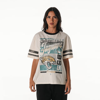 Jacksonville Jaguars Women's Vintage Drop Shoulder Tee - Cream-T-SHIRT-thewildcollective