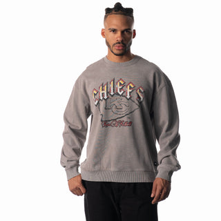 Kansas City Chiefs Graphic Crew Fleece - Grey-Crew Fleece-thewildcollective