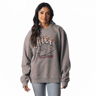 Kansas City Chiefs Graphic Crew Fleece - Grey-Crew Fleece-thewildcollective