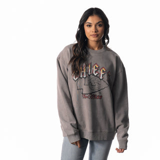 Kansas City Chiefs Graphic Crew Fleece - Grey-Crew Fleece-thewildcollective