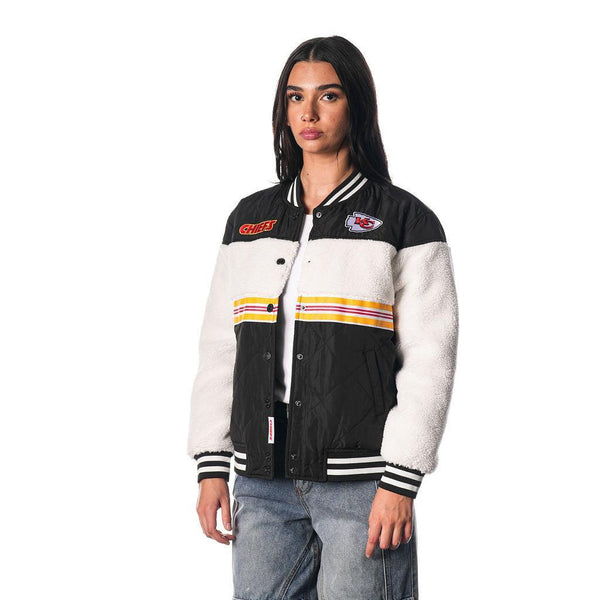 Kansas City Chiefs Sherpa Bomber Jacket - Black/Cream