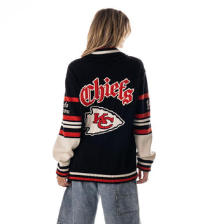 Kansas City Chiefs Unisex Jacquard Zip Front Sweater - Black-Jacquard Sweater-thewildcollective