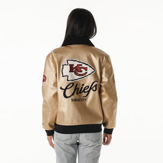 Kansas City Chiefs Women's Metallic Bomber - Gold-Bomber Jacket-thewildcollective