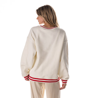 Kansas City Chiefs Women's Oversized Vintage Crew Fleece - Vintage White-Crew Fleece-thewildcollective