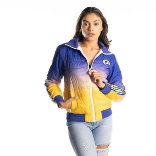 LA Rams Ombre Womens Puffer Jacket-Bomber Jacket-thewildcollective