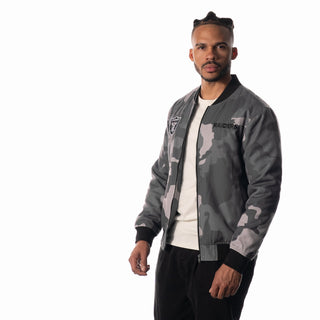 Las Vegas Raiders Unisex Camo Bomber - Camo Grey-Bomber Jacket-thewildcollective