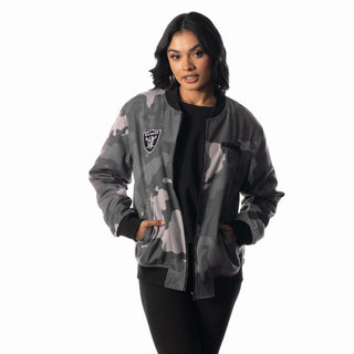 Las Vegas Raiders Unisex Camo Bomber - Camo Grey-Bomber Jacket-thewildcollective