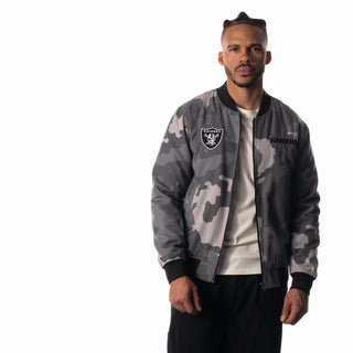 Las Vegas Raiders Unisex Camo Bomber - Camo Grey-Bomber Jacket-thewildcollective