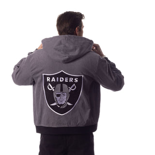 Las Vegas Raiders Unisex Corduroy Full Zip Bomber - Grey-Bomber Jacket-thewildcollective
