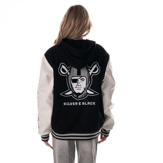 Las Vegas Raiders Unisex Hooded Varsity Jacket – Black-Varsity Jacket-thewildcollective