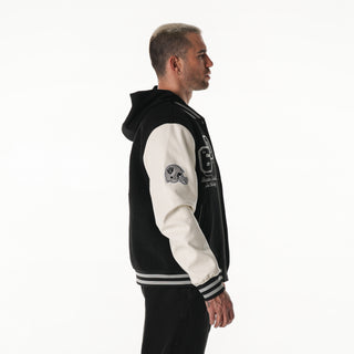 Las Vegas Raiders Unisex Hooded Varsity Jacket – Black-Varsity Jacket-thewildcollective