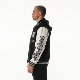 Las Vegas Raiders Unisex Hooded Varsity Jacket – Black-Varsity Jacket-thewildcollective