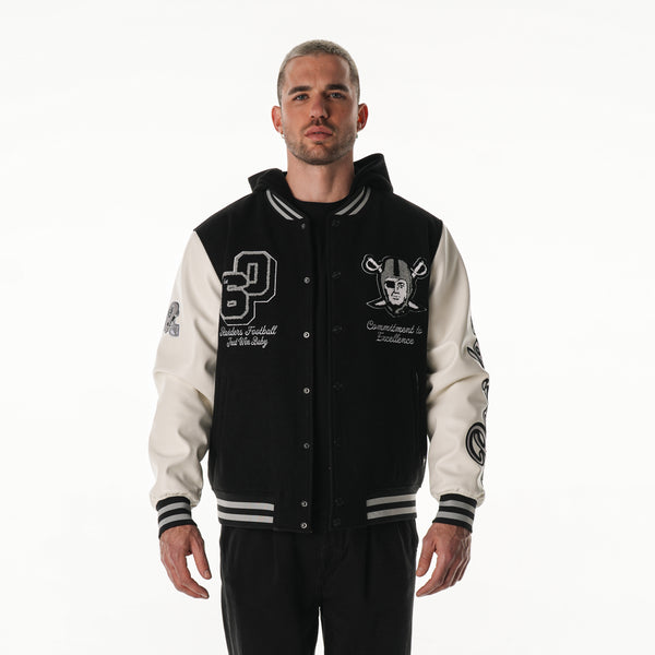 Las Vegas Raiders Unisex Hooded Varsity Jacket – Black